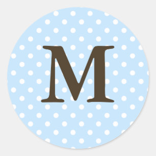 Brown Monogram M On Polka Dot Favor Labels
