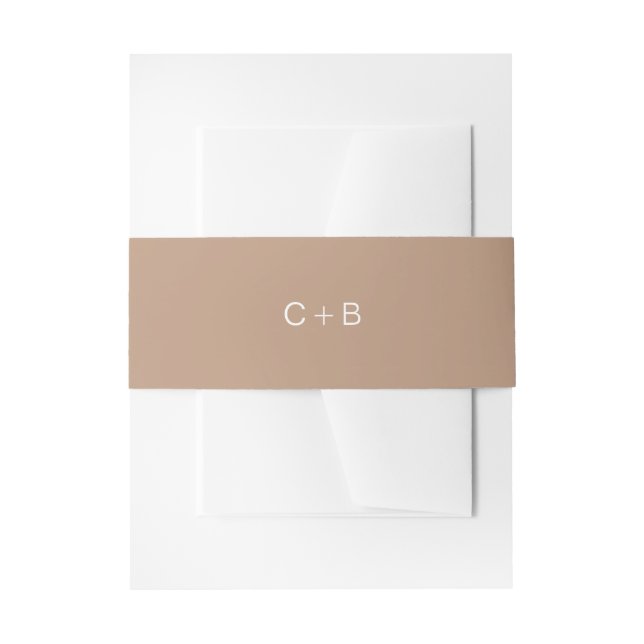 Brown Monogram Modern Wedding Invitation Belly Band (Front Example)