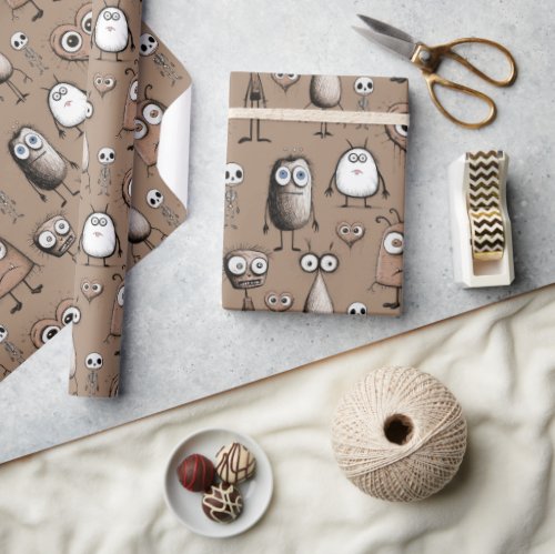 Brown Monsters Wrapping Paper
