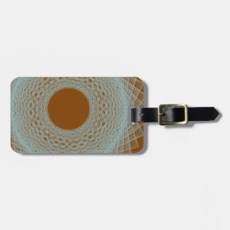 brown moon radiating white light abstract art luggage tag