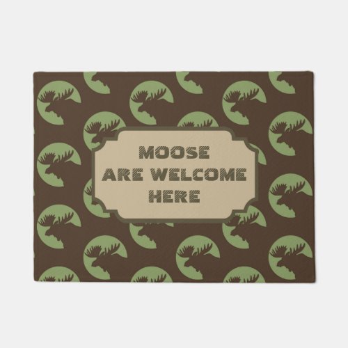 Brown Moose Circle Pattern Cabin Doormat