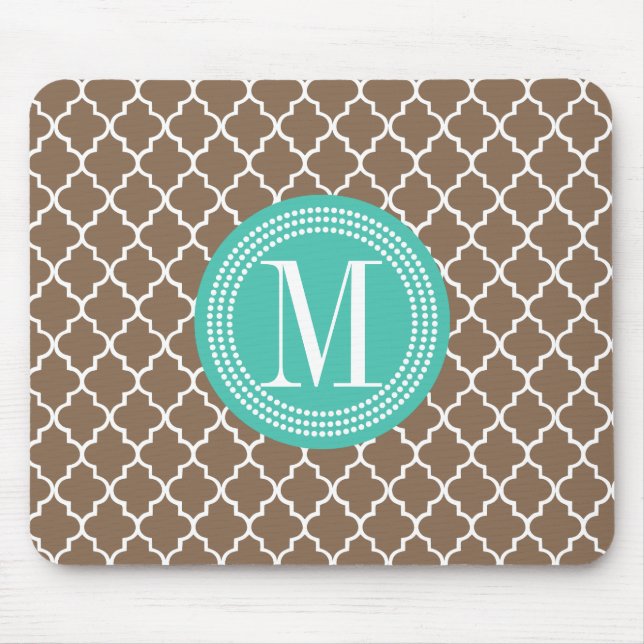Brown Moroccan Lattice Personalized Mouse Pad (Front)