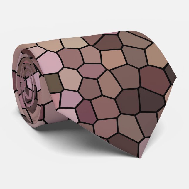 Brown Mosaic Pattern Neck Tie (Rolled)