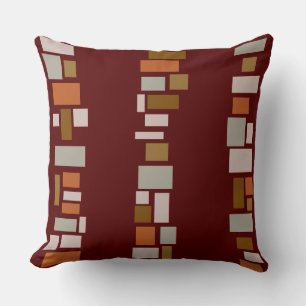 Brown MOSIAC TILES DESIGN Retro Throw Pillow