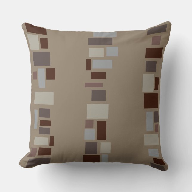 Brown MOSIAC TILES DESIGN Retro Throw Pillow (Front)