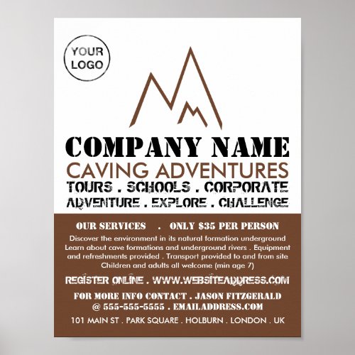 Brown Mountain Logo Caving Adventure Advertising Poster