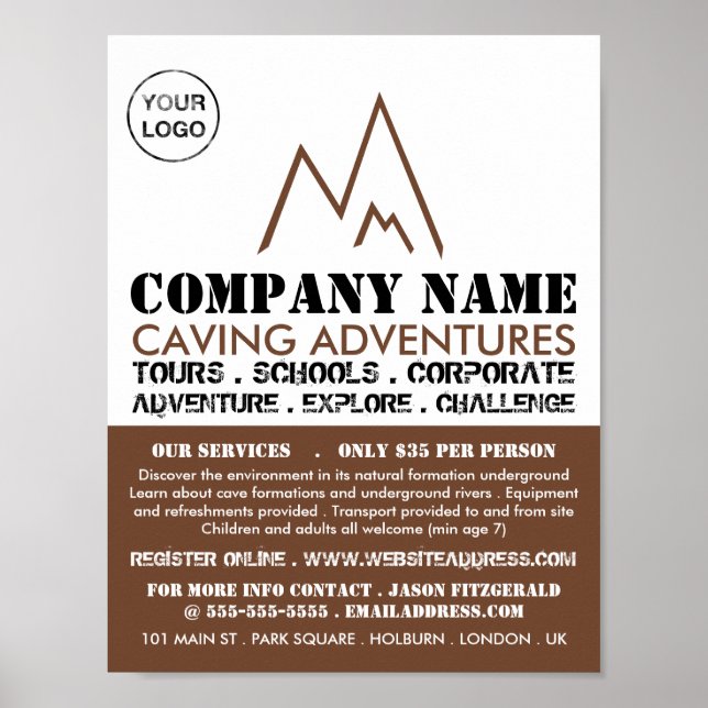 Brown Mountain Logo, Caving Adventure Advertising Poster (Front)