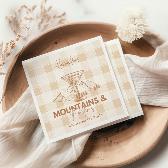 Brown Mountains and Martinis Bachelorette Napkins (Creator Uploaded)