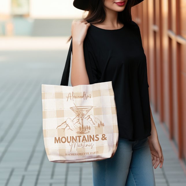 Brown Mountains and Martinis Bachelorette Tote Bag (Creator Uploaded)
