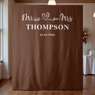 Brown Mr and Mrs Elegant Simple Backdrop