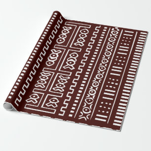 Brown Mud Cloth Pattern Wrapping Paper