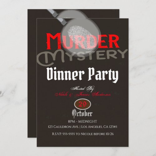 Brown Murder Mystery Dinner Party Invitation