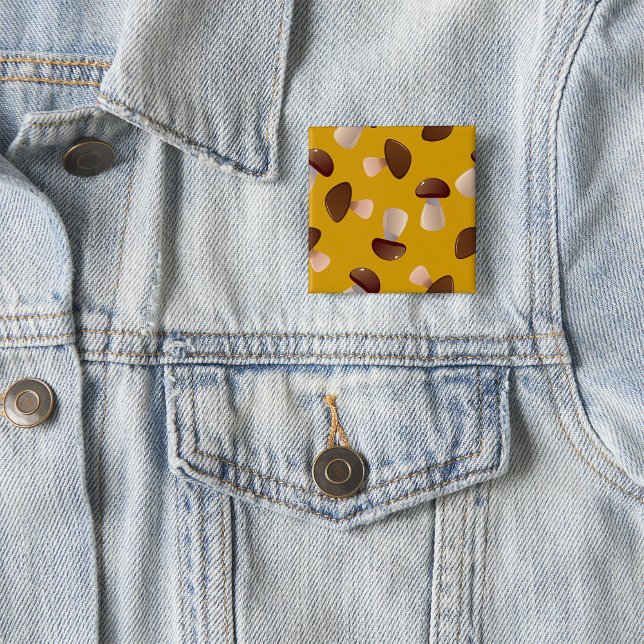 Brown Mushroom Pattern on Mustard Yellow Button (Creator Uploaded)