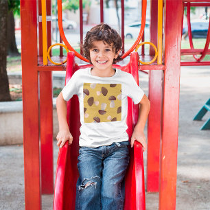 Brown Mushroom Pattern on Mustard Yellow T-Shirt