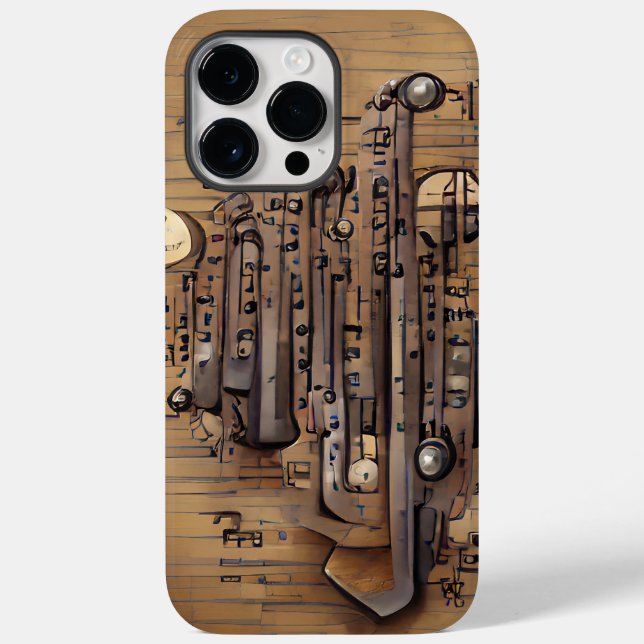 BROWN MUSICAL STEAMPUNK THEME Case-Mate iPhone CASE (Back)