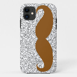 Brown Mustache on leopard skin iPhone 11 Case
