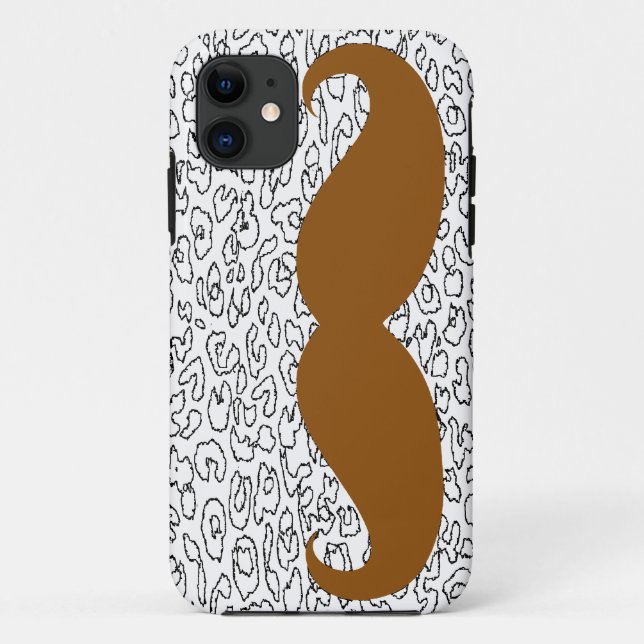 Brown Mustache on leopard skin Case-Mate iPhone Case (Back)