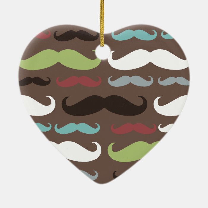 Brown Mustache Pattern Christmas Tree Ornaments