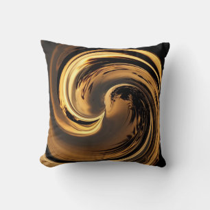 Brown N Gold Island Wave Throw Pillow