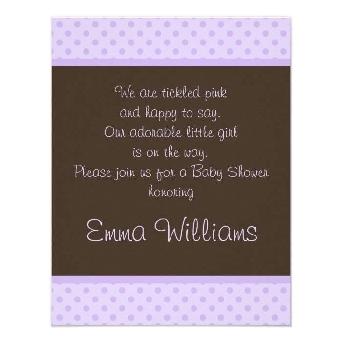 Brown n Purple Polka Dot Baby Shower Invitation
