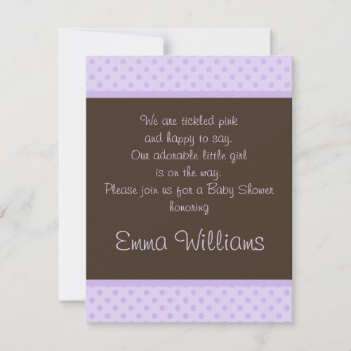 Brown n Purple Polka Dot Baby Shower Invitation
