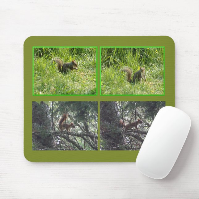 Brown n Red Squirrels Mouse Pad (With Mouse)