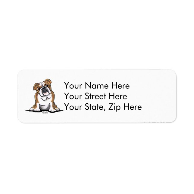 Brown n White English Bulldog Sit Pretty Label (Front)