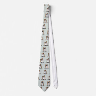 Brown n White English Bulldog Sit Pretty Neck Tie