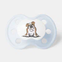 Brown n White English Bulldog Sit Pretty Pacifier