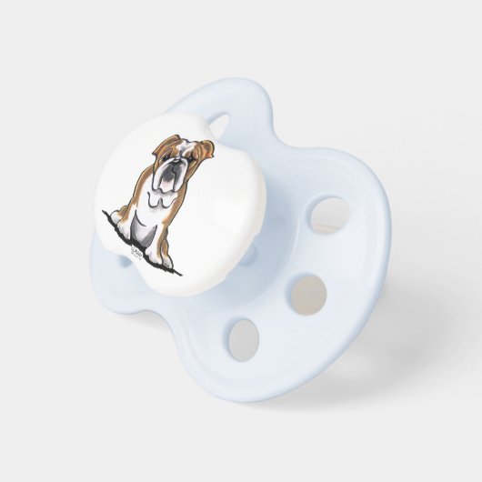Brown n White English Bulldog Sit Pretty Pacifier (Front Right)
