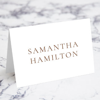 Brown Name Modern Minimalist CO Name Place Cards