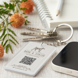 Brown Natural Dog Walking Business Branding QR Keychain
