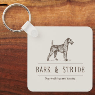 Brown Natural Dog Walking Business Branding QR Keychain