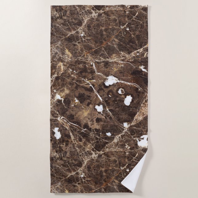 Brown Nature Marble Stone Beach Towel (Front)