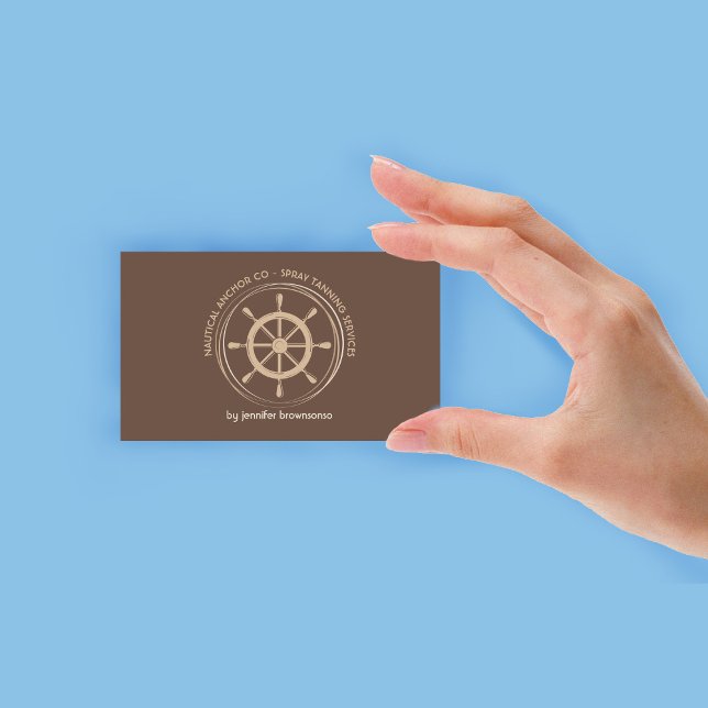 Brown Nautical Ship Wheel Business Card (Brown Nautical Ship Wheel Business Card)