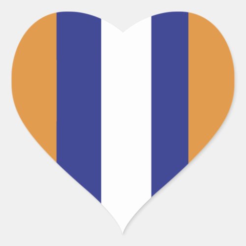 Brown navy blue and white stripes heart sticker