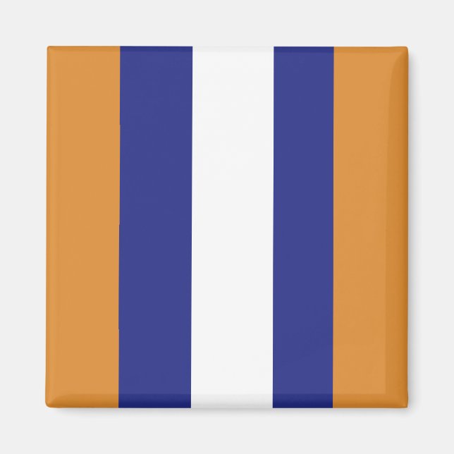 Brown, navy blue and white stripes magnet (Front)