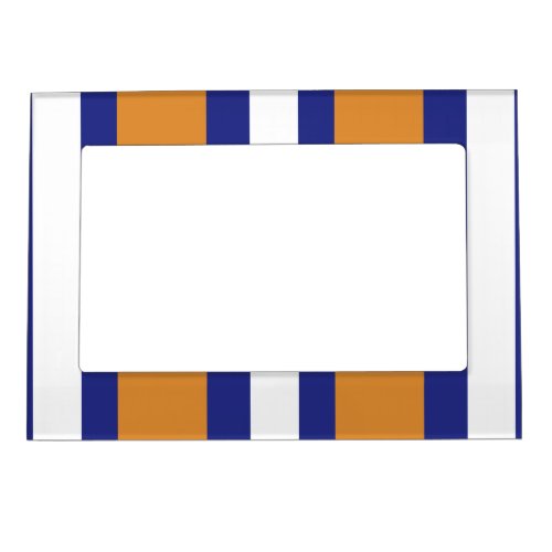 Brown navy blue and white stripes magnetic frame