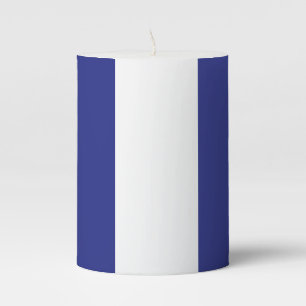 Brown, navy blue and white stripes pillar candle