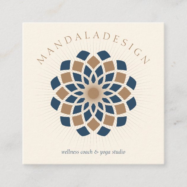 Brown Navy Mandala Square Business Card