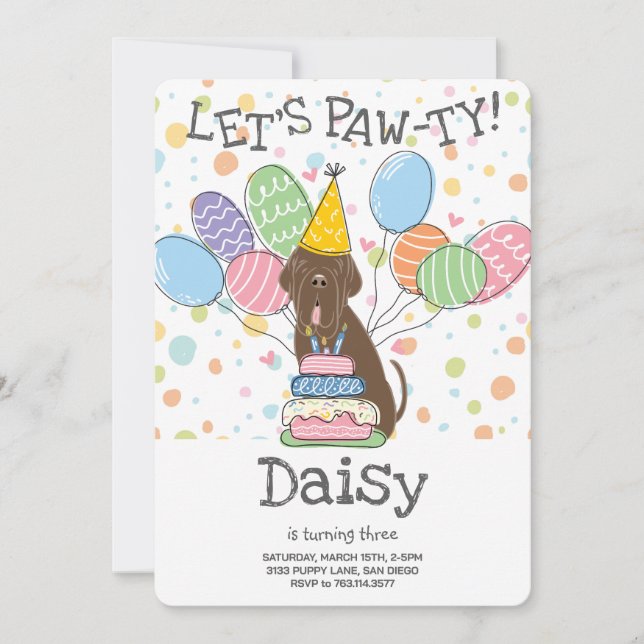 Brown Neapolitan Mastiff Dog Birthday  Invitation (Front)
