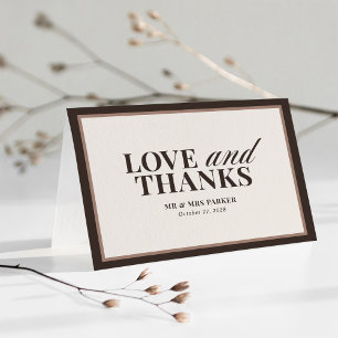 Brown Neutral Classic Luxe Wedding Thank You Card
