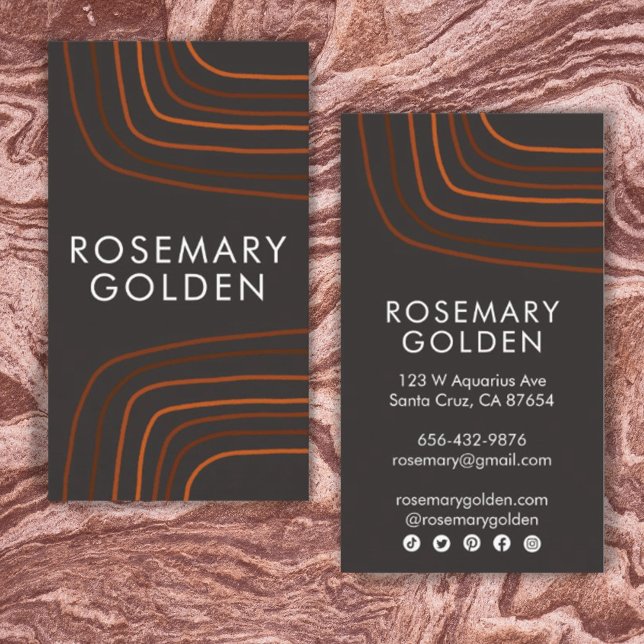 Brown Neutral Lines Minimalist Simple Retro Business Card (Creator Uploaded)