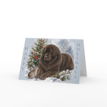 Brown Newf Holiday Greeting Card