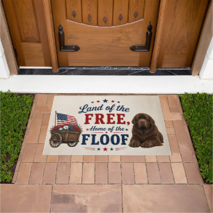 Brown Newf Land of the Free, Home of the Floof Doormat