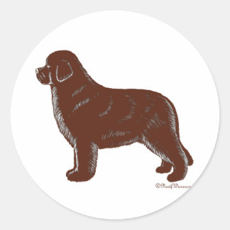 Brown Newfoundland Dog Classic Round Sticker