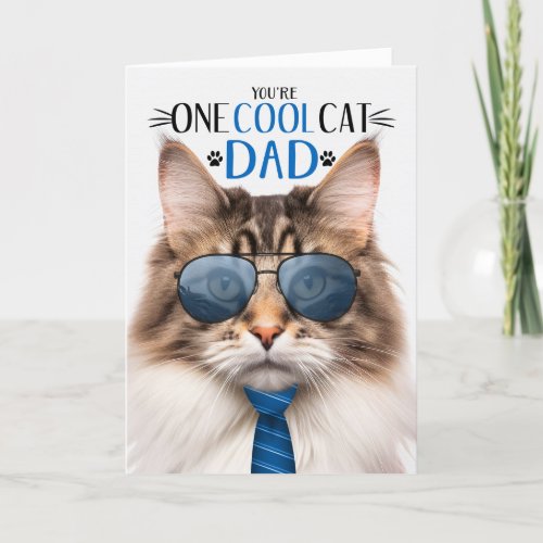 Brown Norwegian Forest Fathers Day One Cool Cat Holiday Card