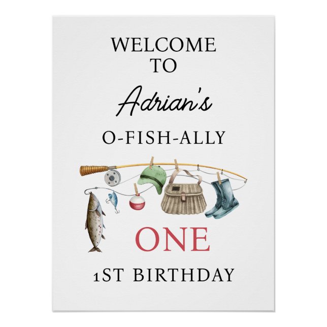 Brown  O-Fish-Ally One 1st Birthday Welcome Sign (Front)