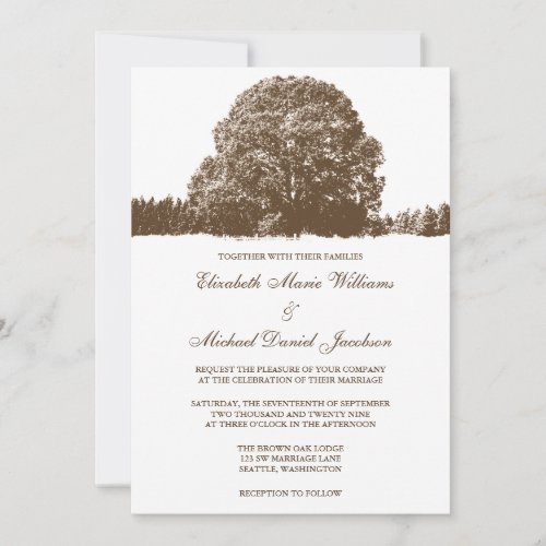 Brown Oak Tree Fall Wedding Invitations