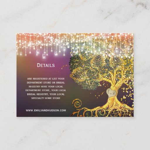 Customizable Brown Oak Tree Wedding Information Cards Business Card
